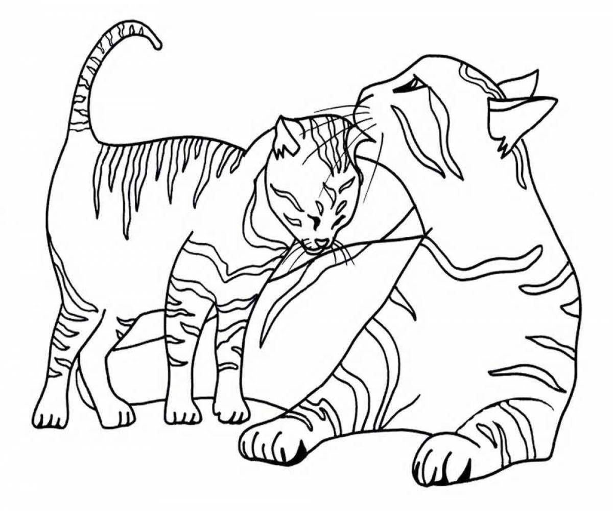 Симпатичная раскраска кошка с котятами