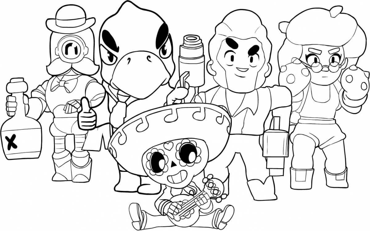 Colorful bravo stars buster coloring page