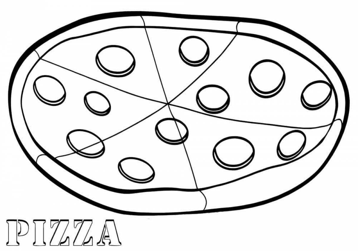 Красочная страница раскраски пиццы для детей
