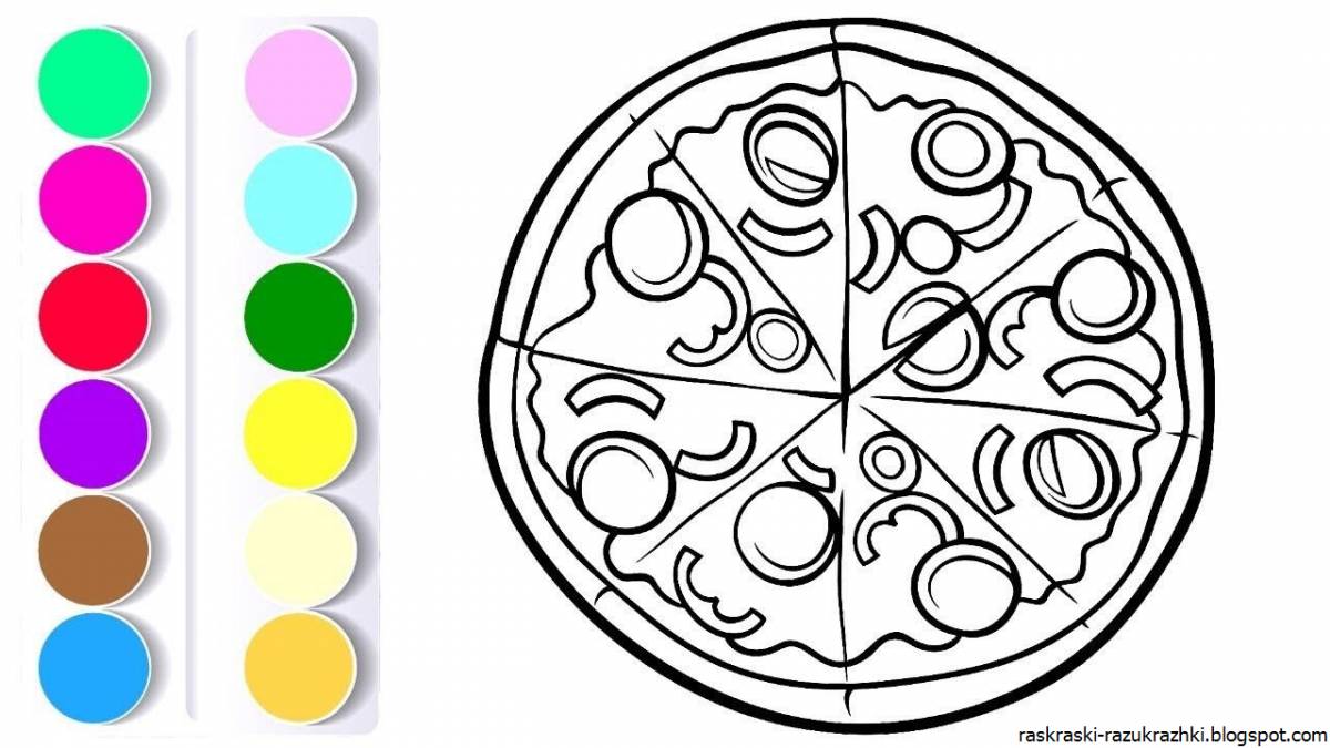 Раскраска сырная пицца для детей
