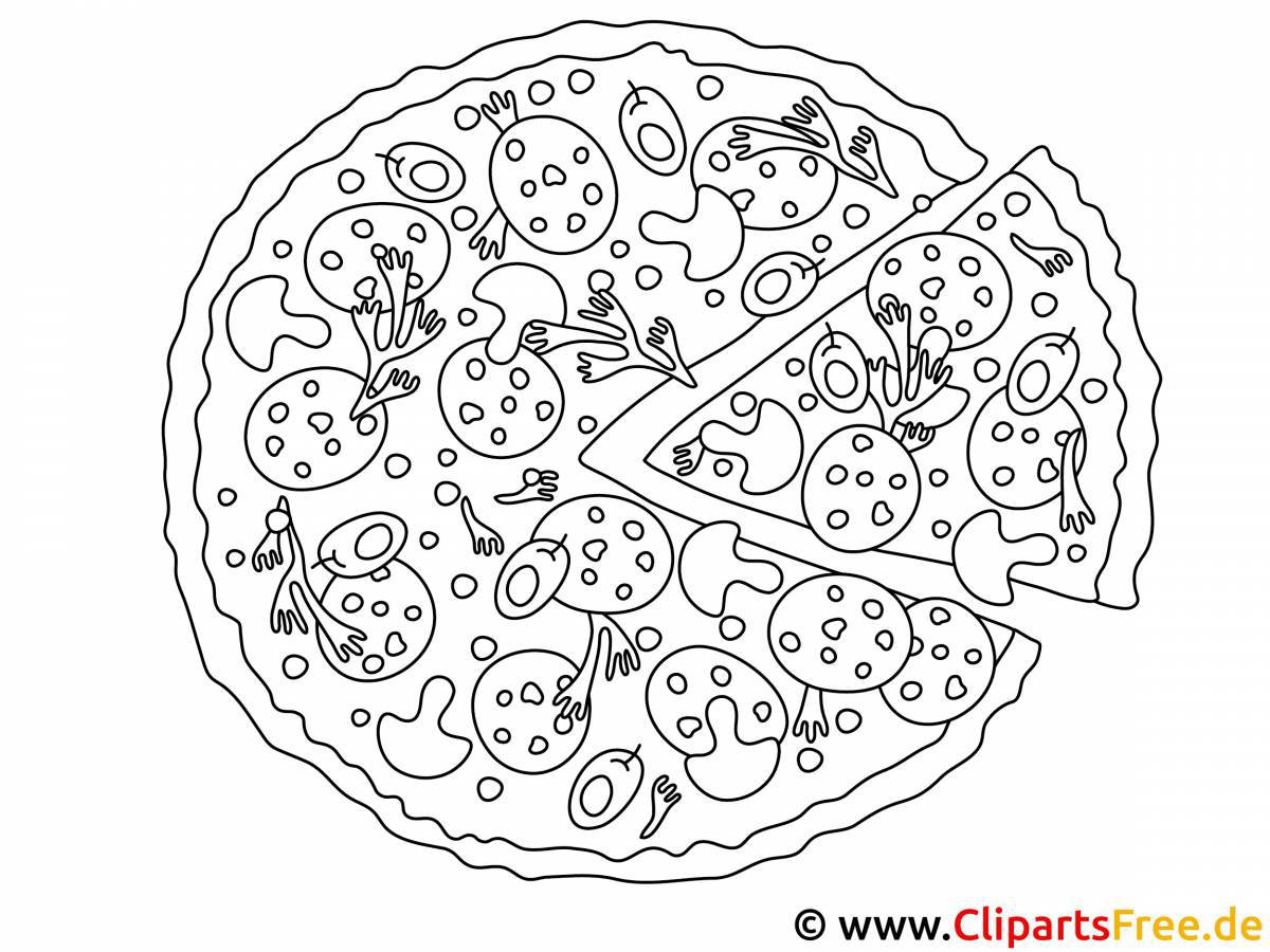 Creative pizza coloring page for kids