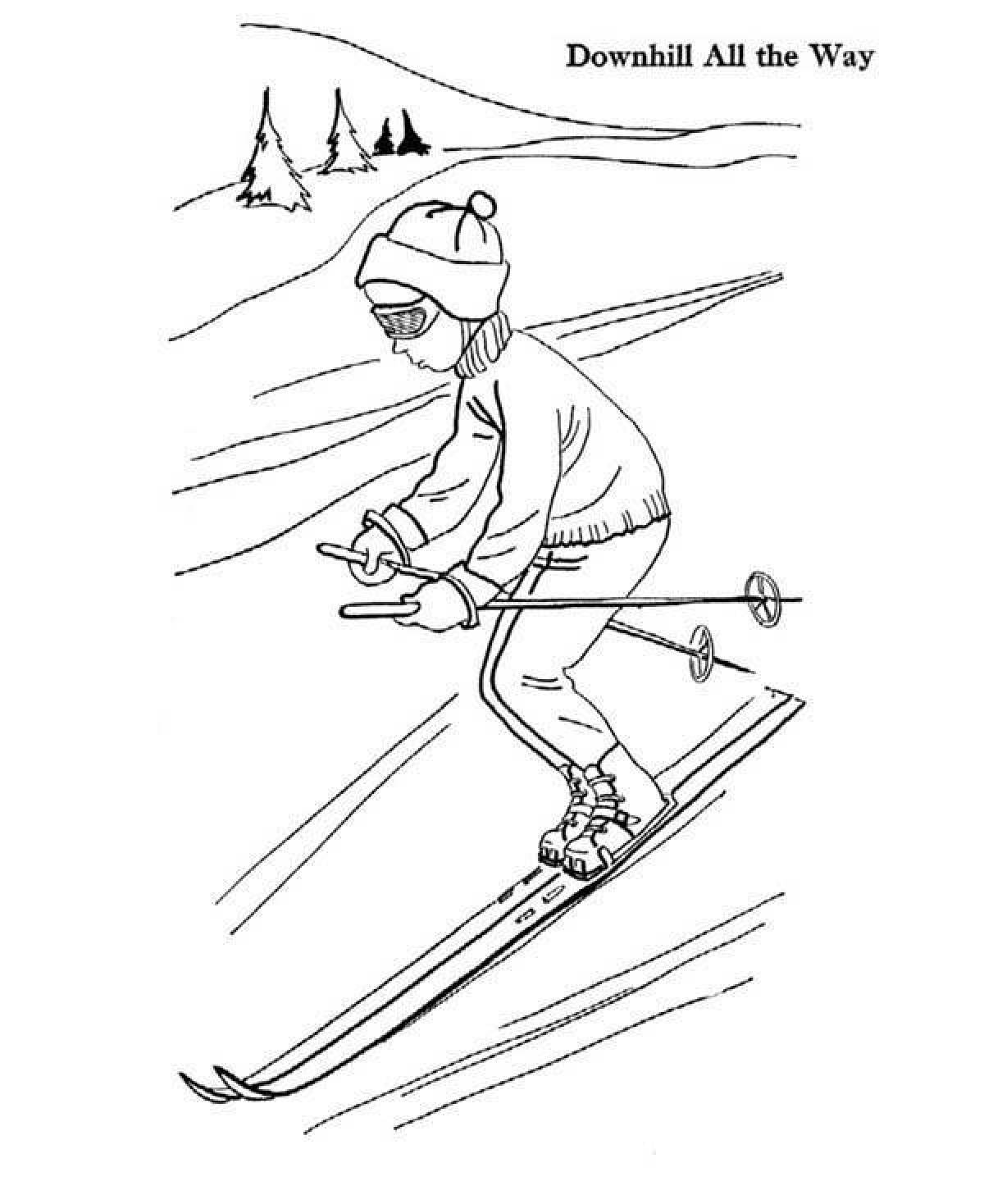 Coloring book brave skier