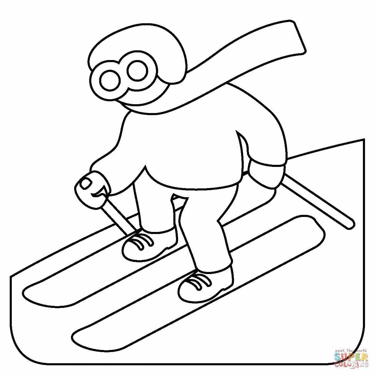 Coloring book bright skier
