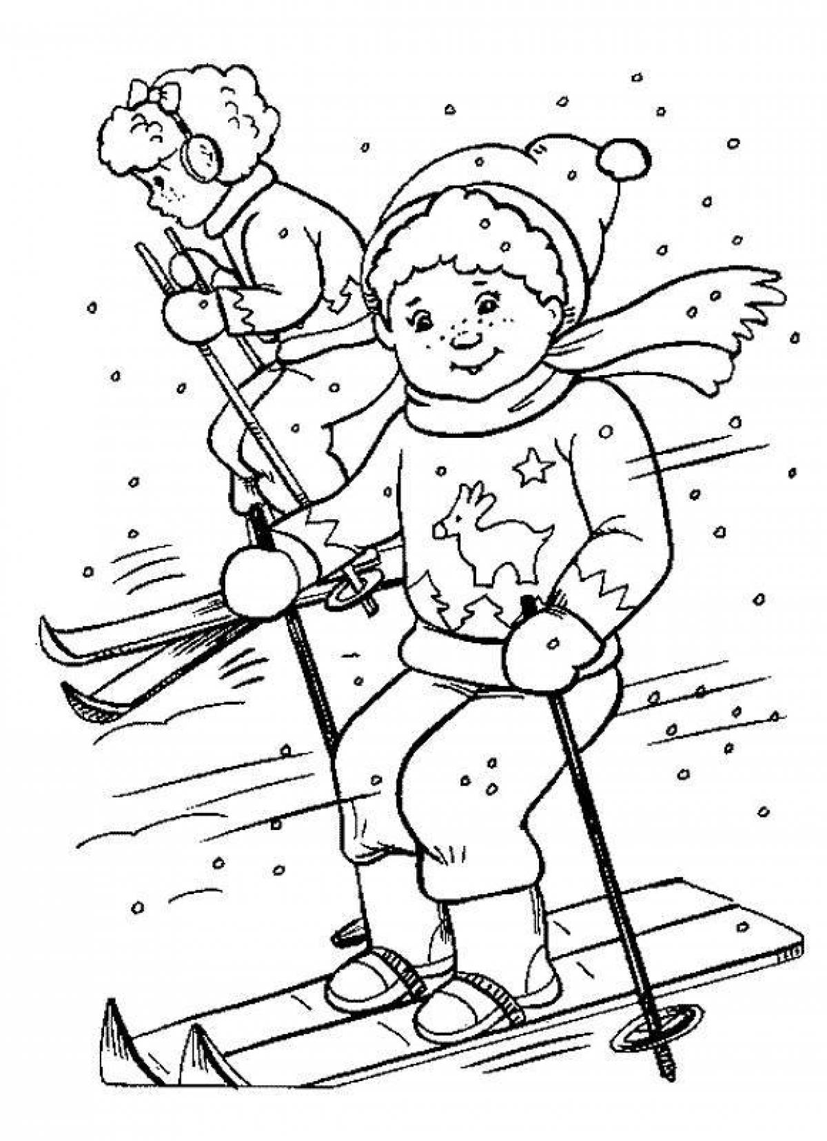 Coloring live skier