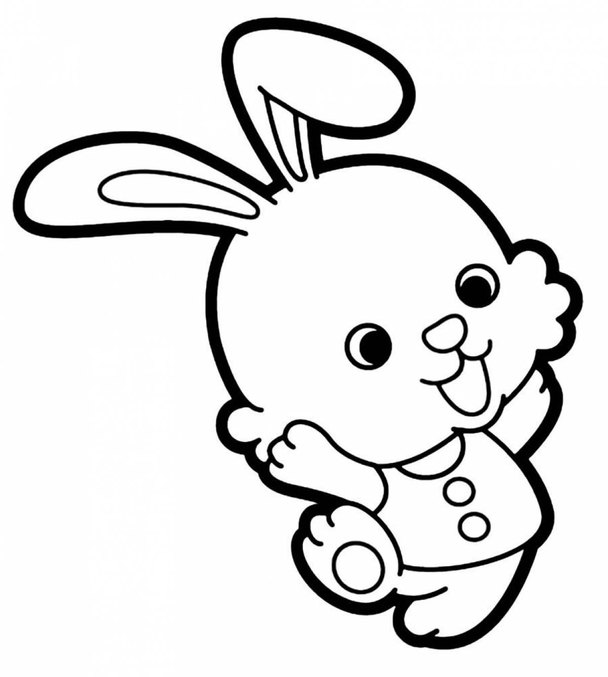 Funny coloring hare picture for kids