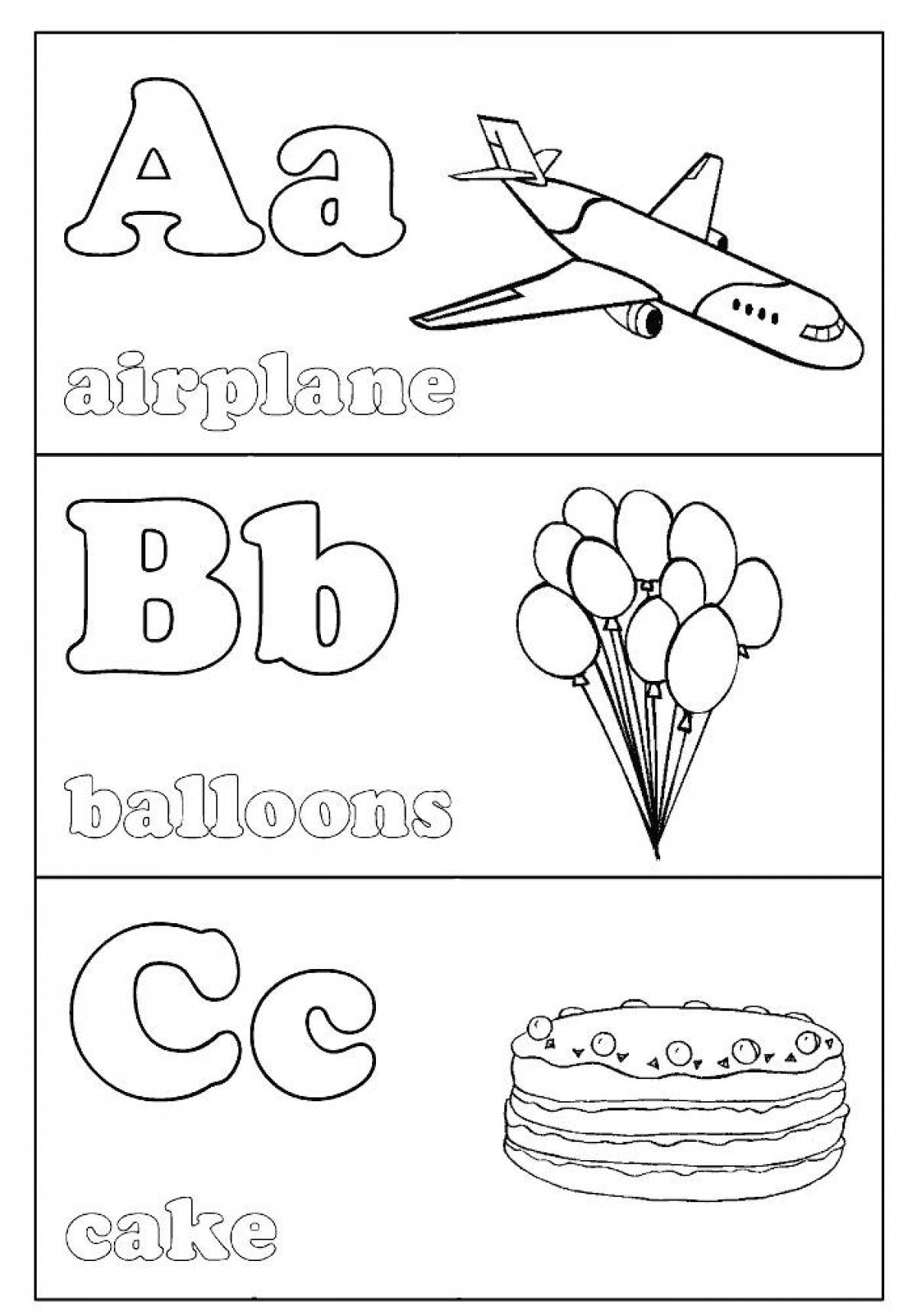 Colorful english alphabet coloring page for kids