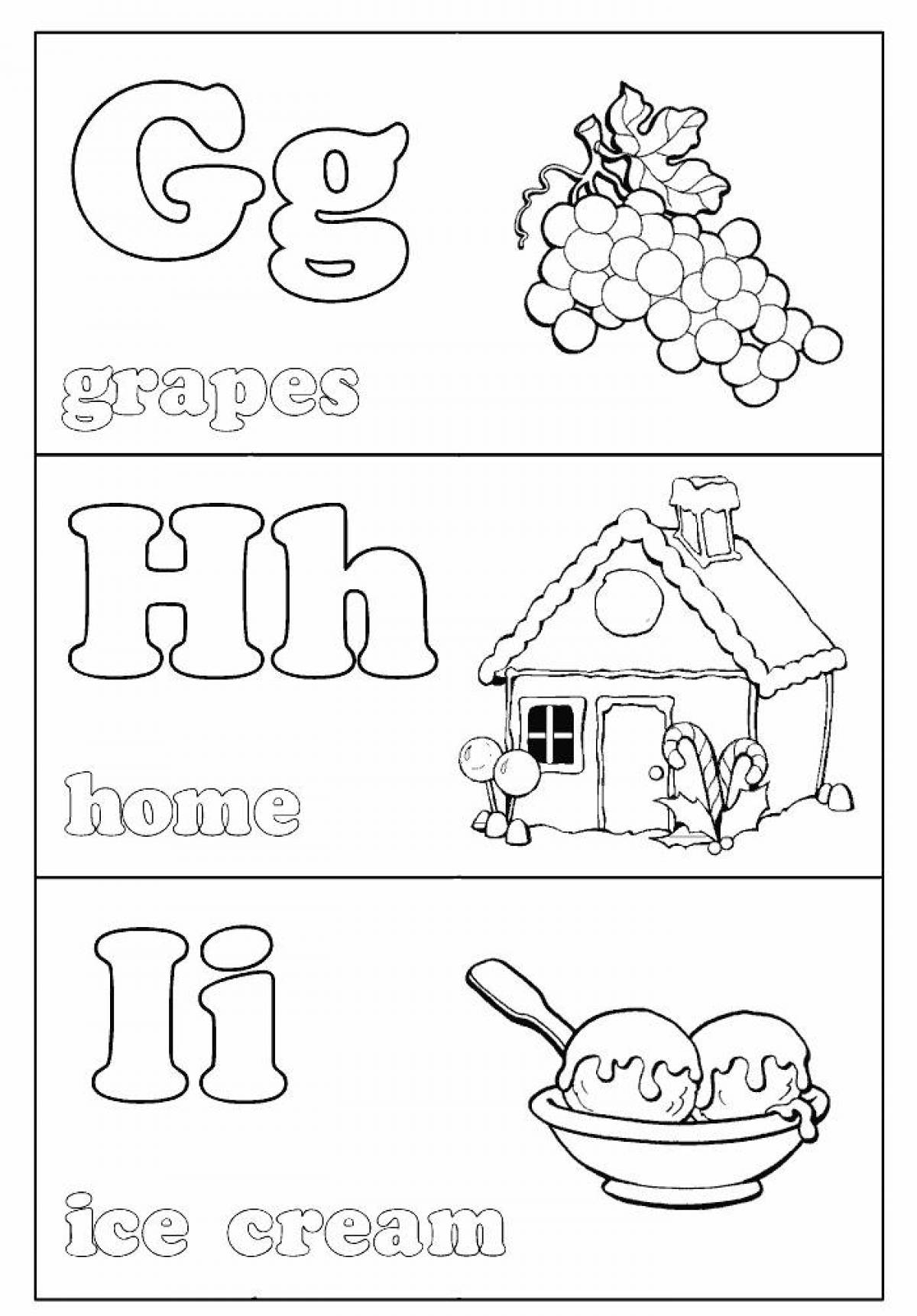 Bright coloring of the English alphabet for children