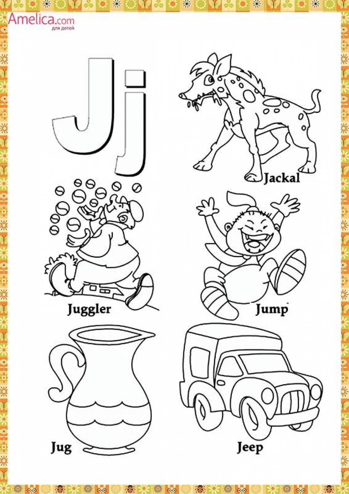 Colour coloring of the English alphabet for children