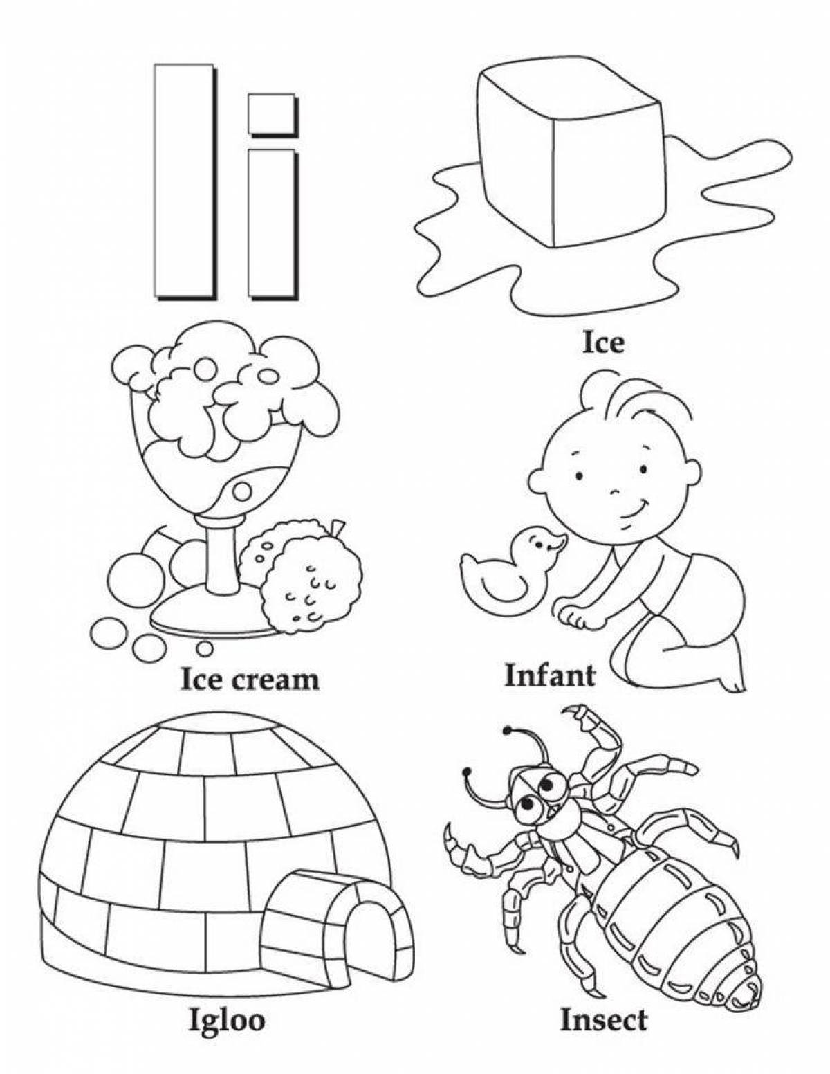 An entertaining coloring book of the English alphabet for children