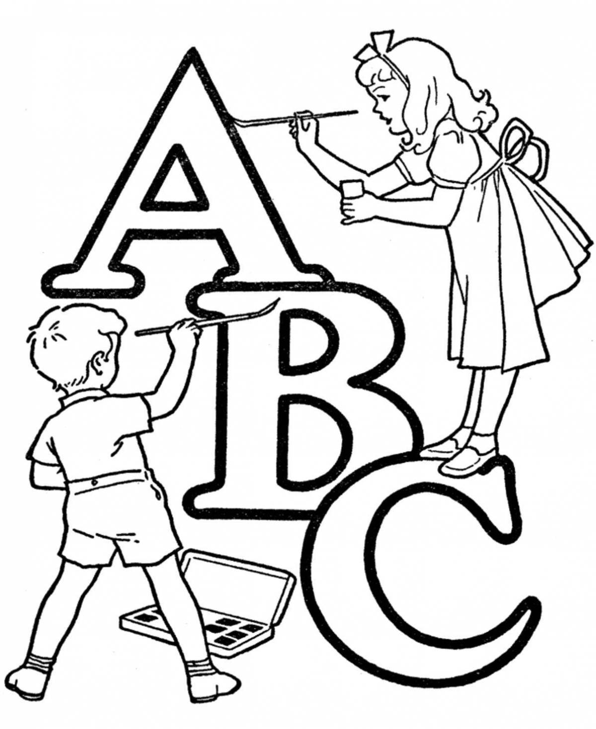 Colourful coloring of the English alphabet for juniors
