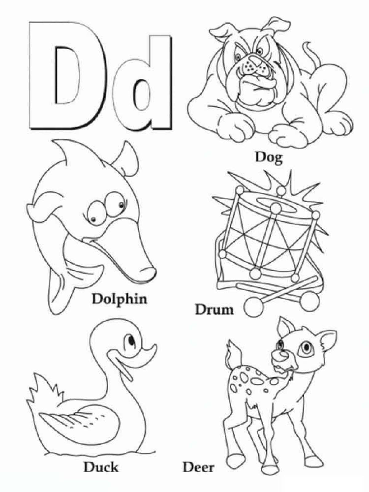 Colorful english alphabet coloring page for kids of all ages