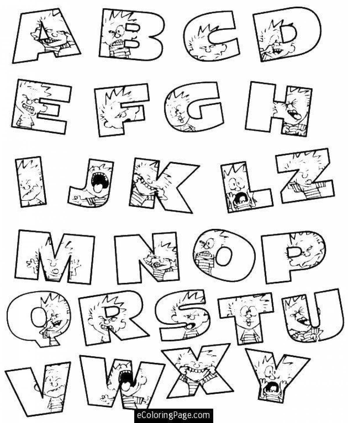 Colorful english alphabet coloring page for kids of all cultures