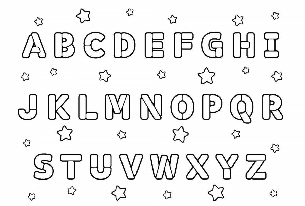 Colorful english alphabet coloring page for kids of all talents