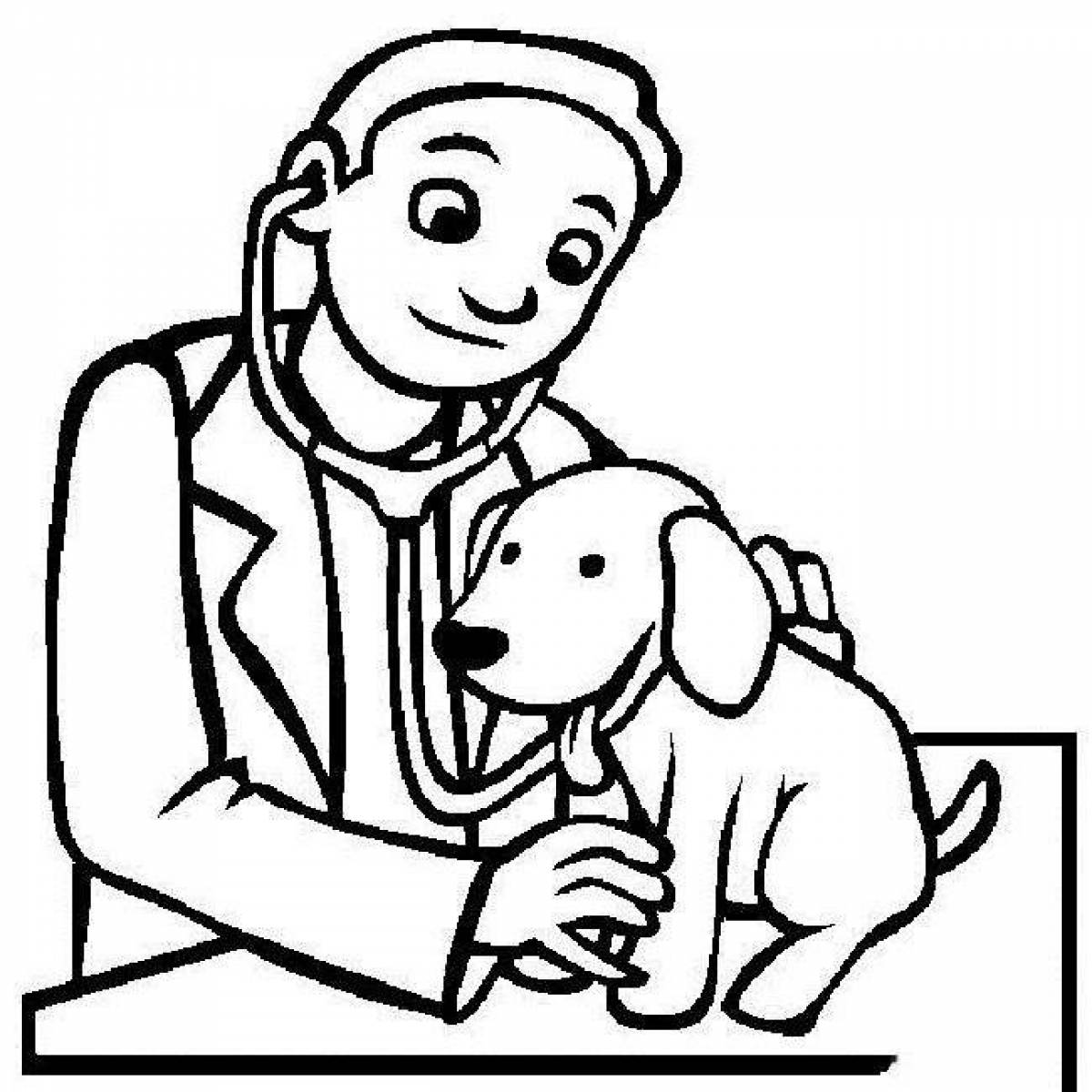Colorful veterinarian coloring page