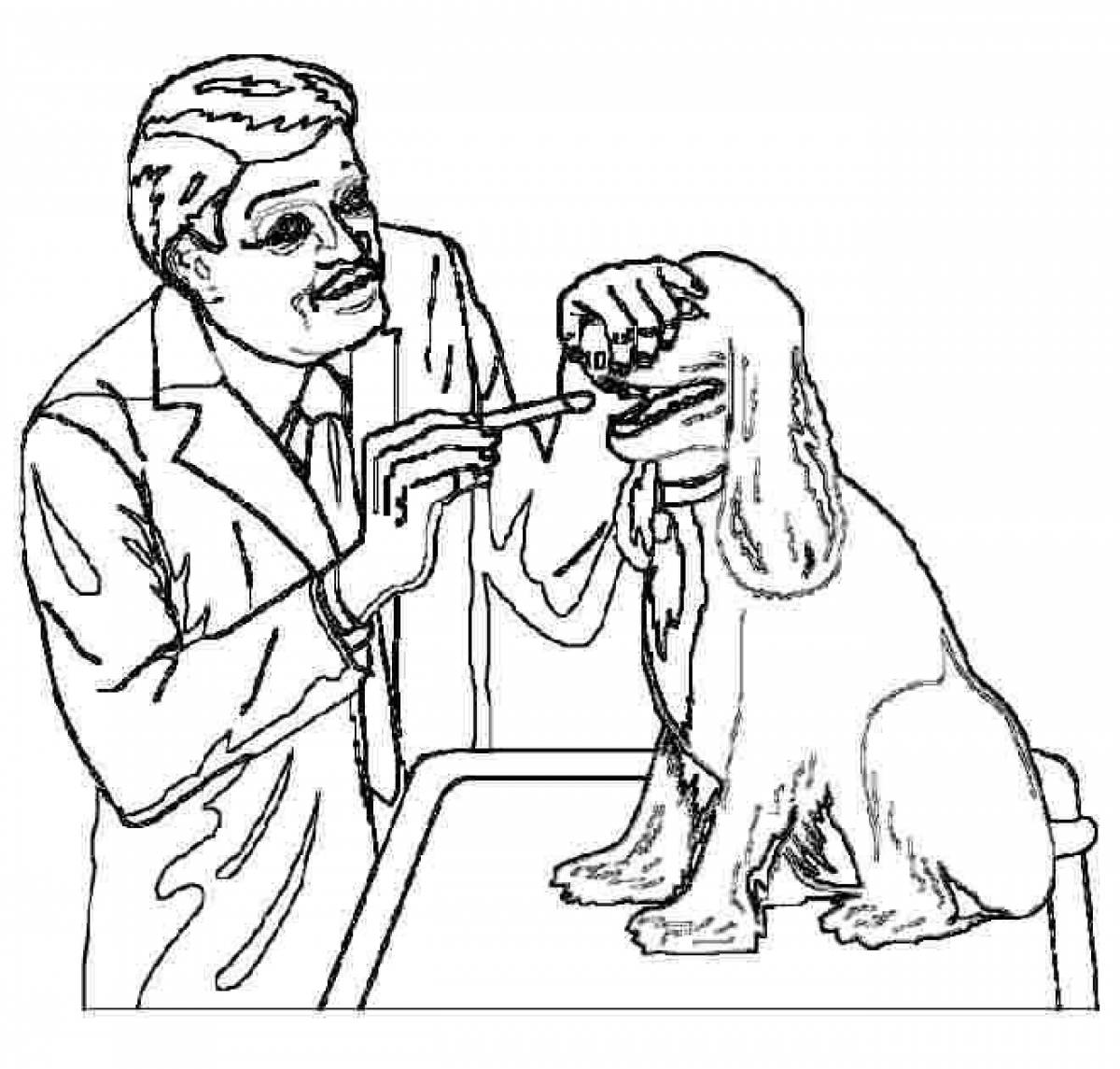 Attractive vet coloring page
