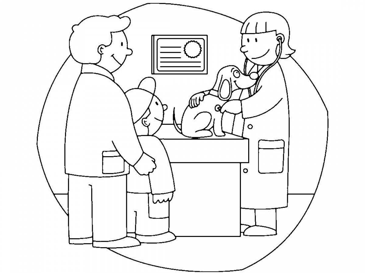 Раскраска Интересная страница раскраски ветеринара
