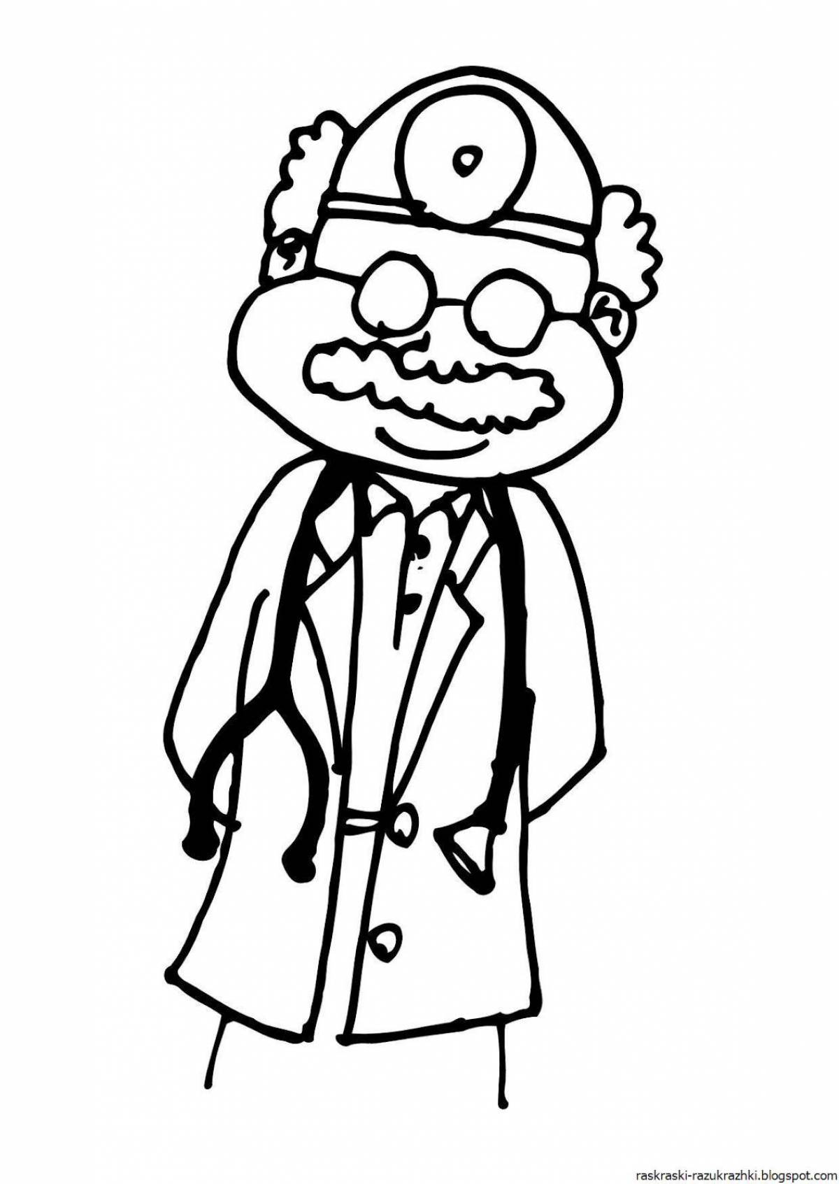 Coloring book funny doctor aybolit