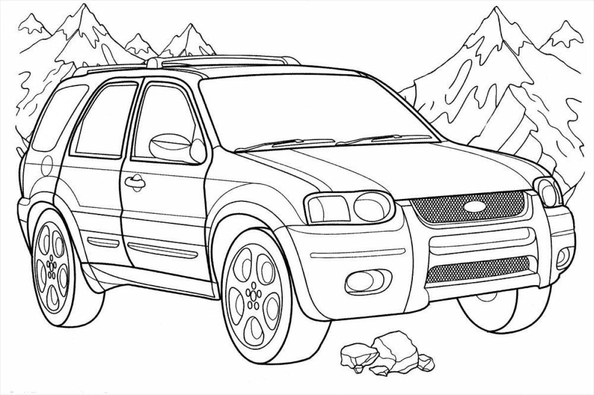Colored children's cars coloring book