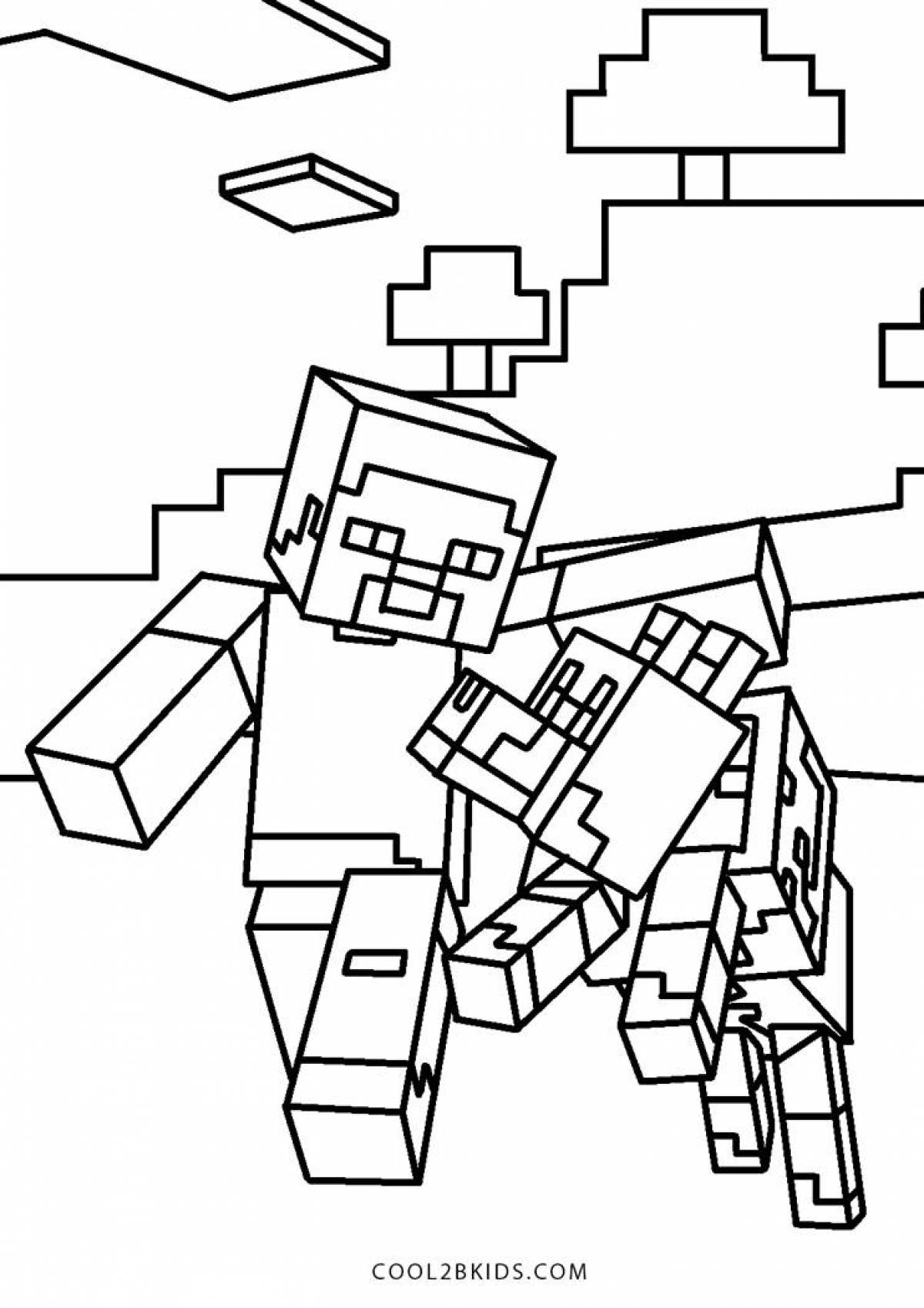 Gorgeous minecraft village coloring page