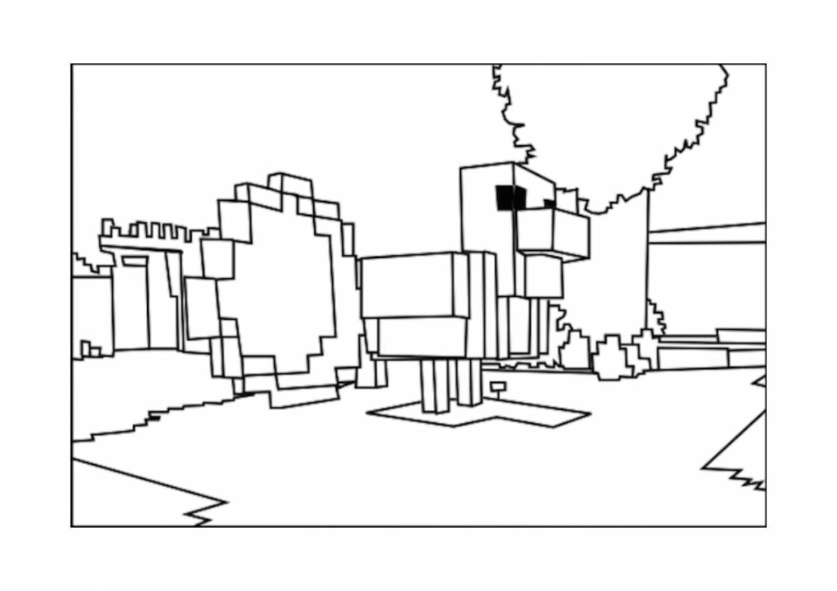 Exquisite minecraft village coloring page