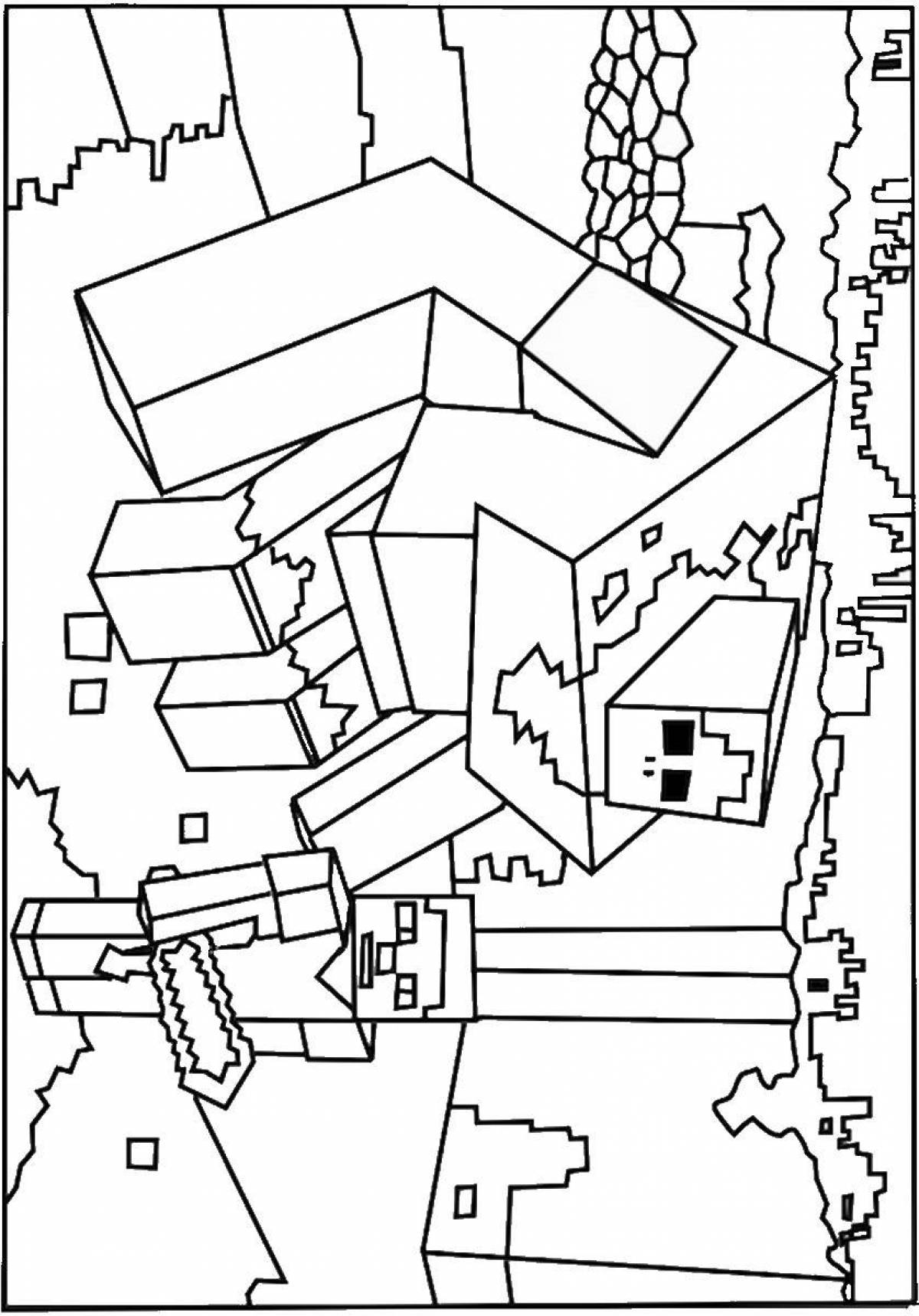 Awesome minecraft village coloring page