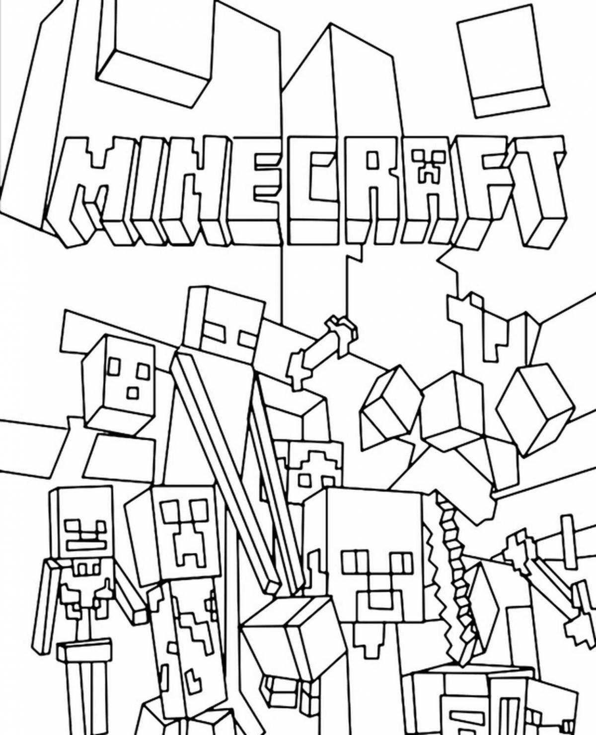 Amazing minecraft village coloring page