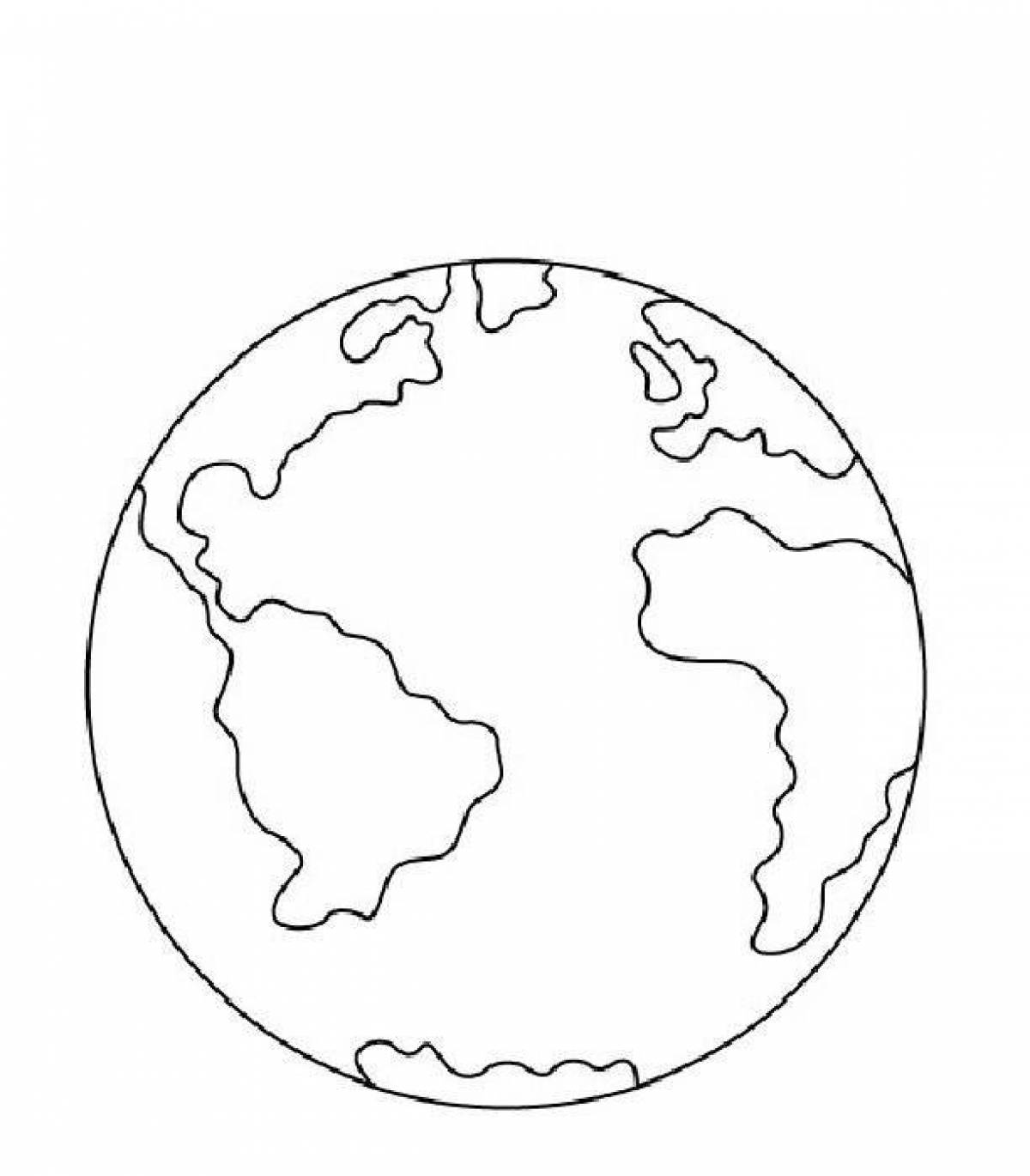 Colorful planet earth coloring page for kids