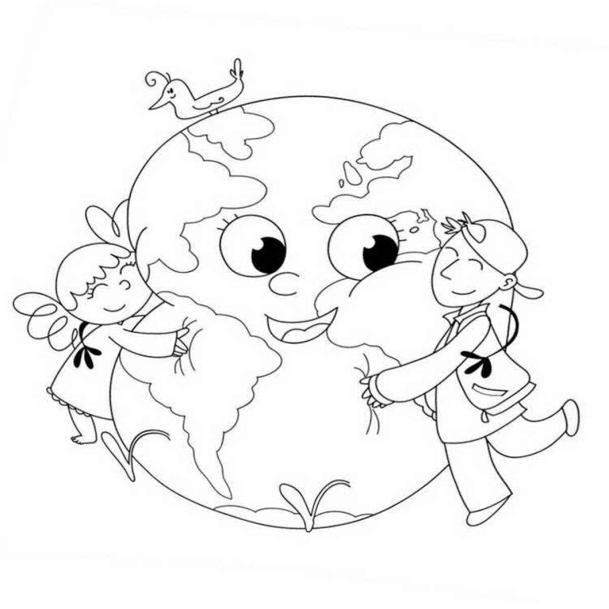 Fun coloring planet earth for kids