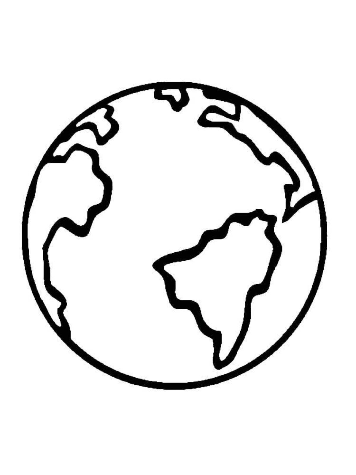 Coloring page adorable planet earth for kids