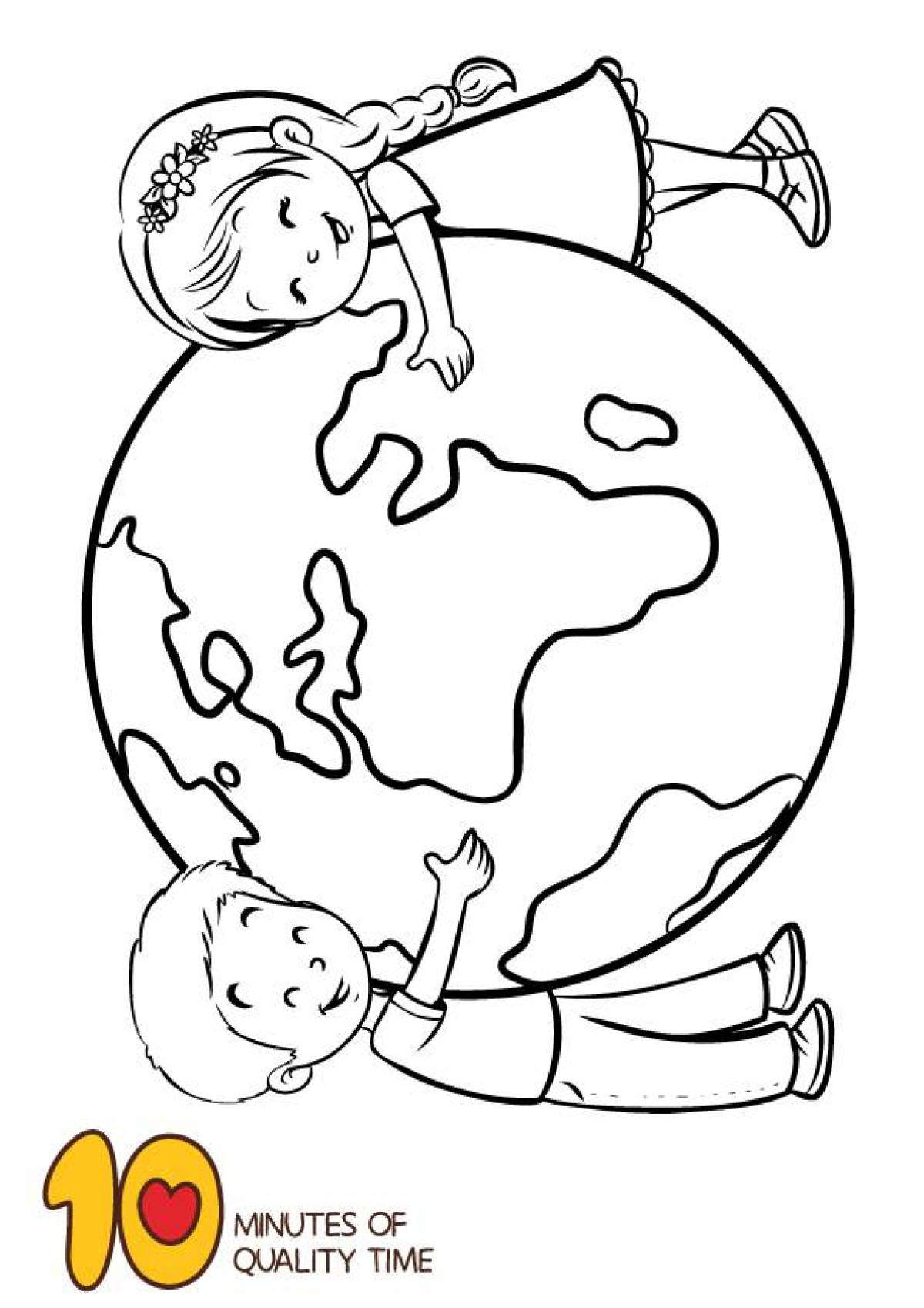 Раскраска «сияющая планета земля» для детей