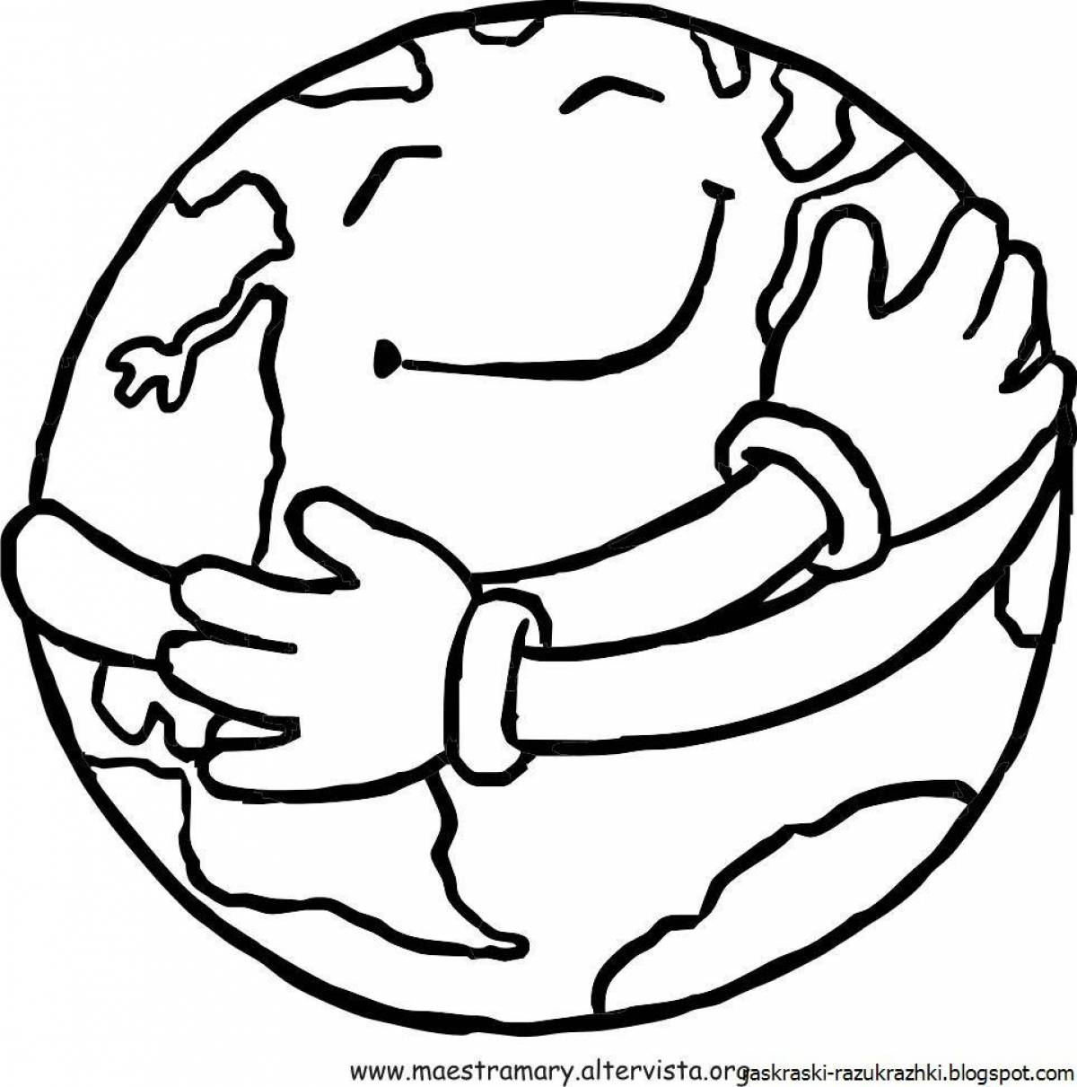 Playful planet earth coloring page for kids