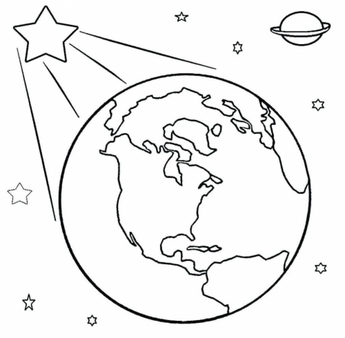 Colourful planet earth coloring pages for kids