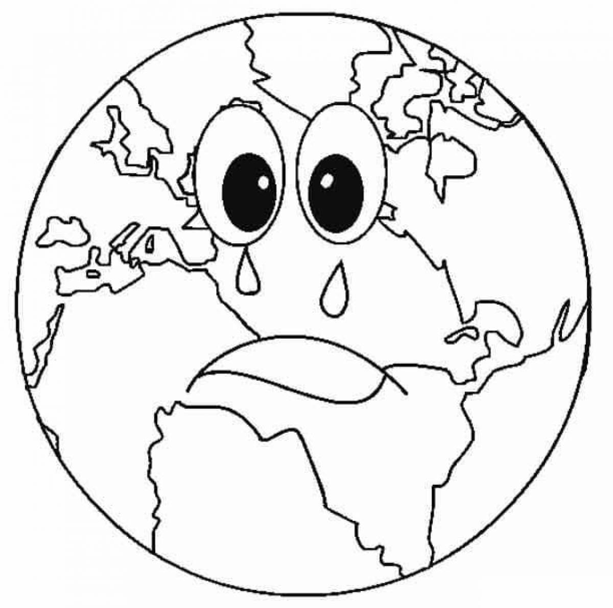 Colorful planet earth coloring page for kids
