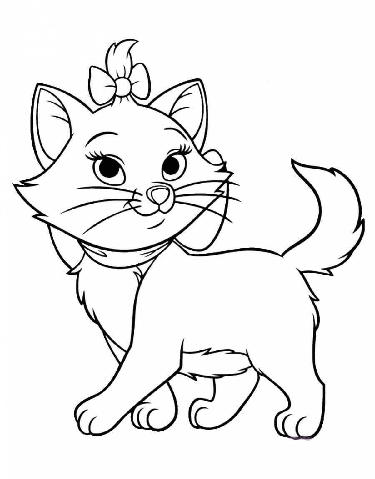 Friendly cat coloring book for kids 6-7 years old