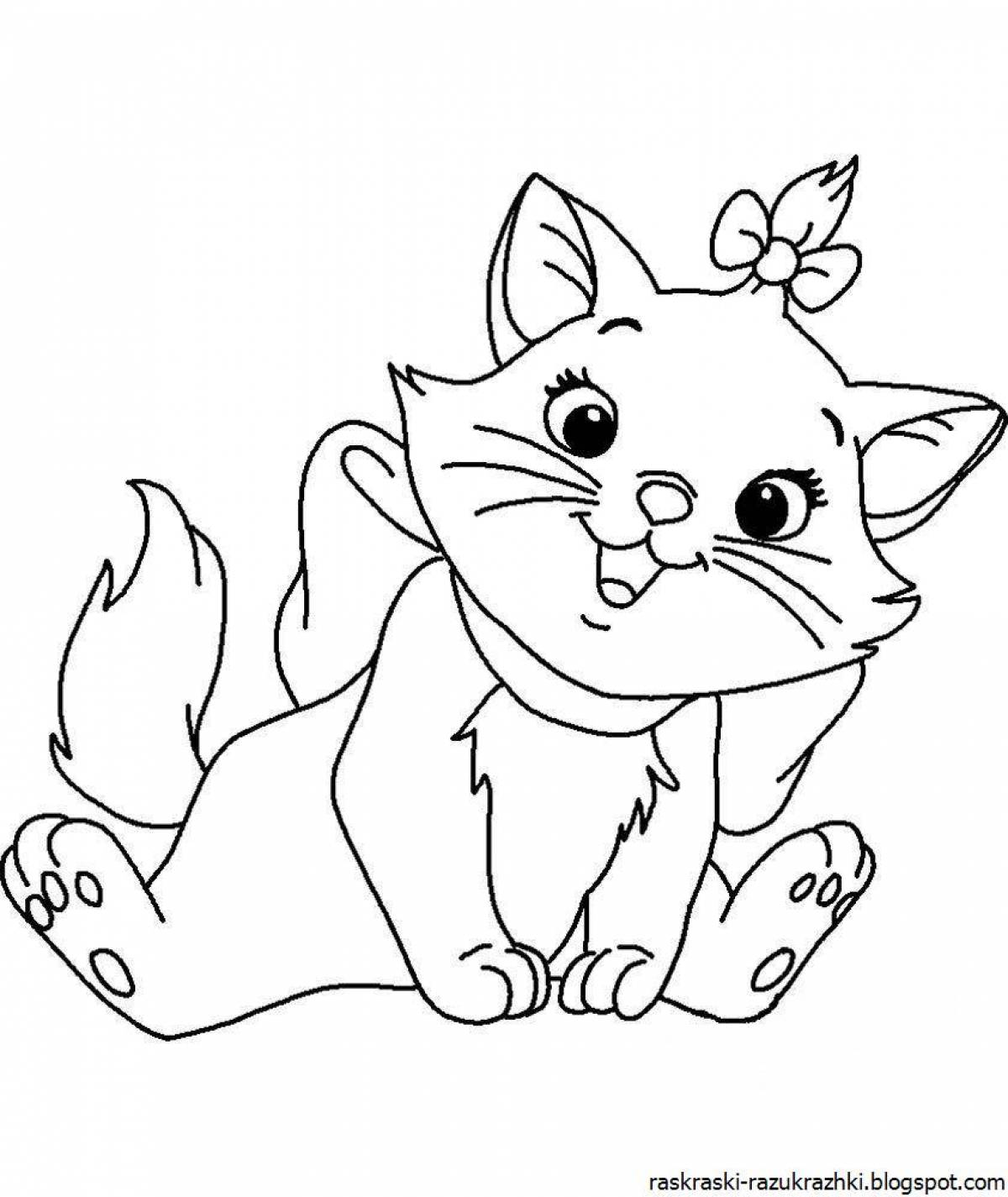 Увлекательная раскраска кошка для детей 6-7 лет
