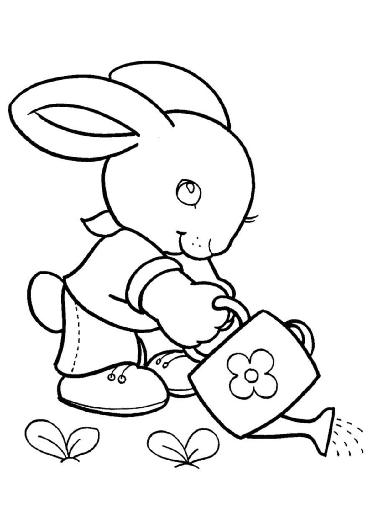 Сказочная раскраска кролик для детей 3-4 лет