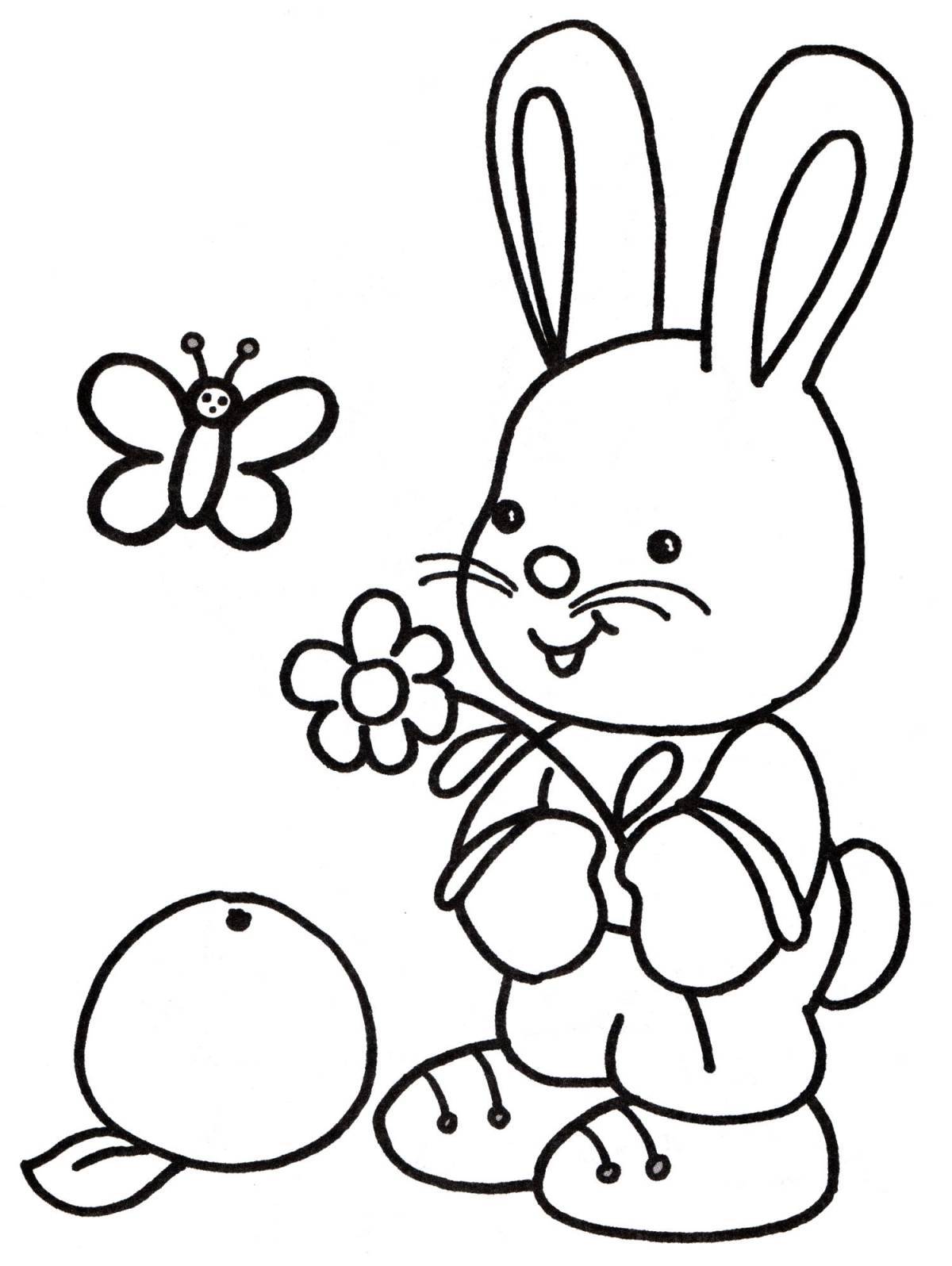 Творческая раскраска кролик для детей 3-4 лет