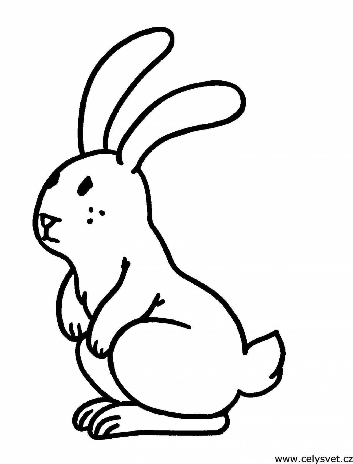 Радостный кролик-раскраска для детей 3-4 лет