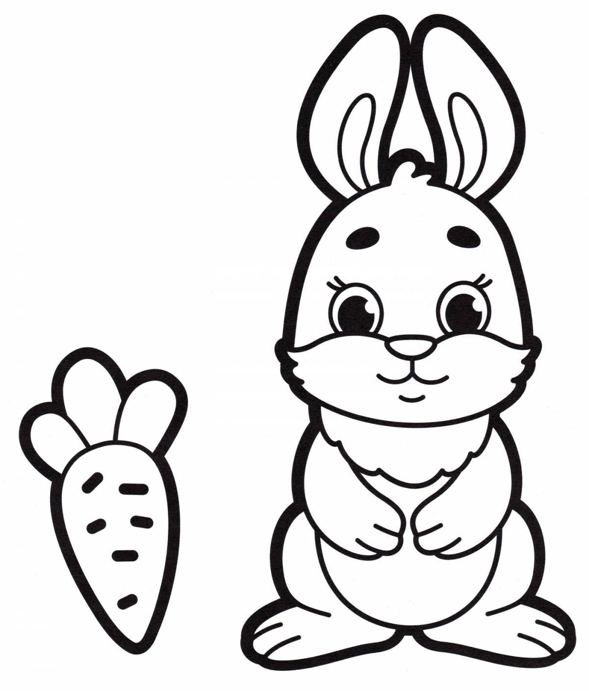 Яркая раскраска кролик для детей 3-4 лет