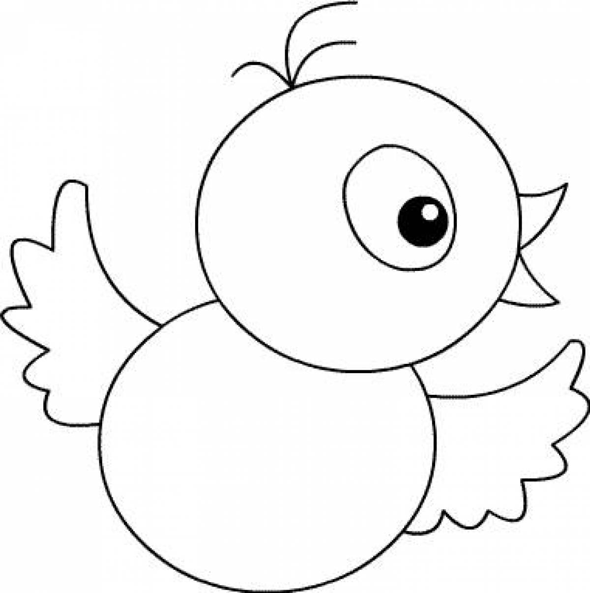 Coloring page nice chick for children 2-3 years old