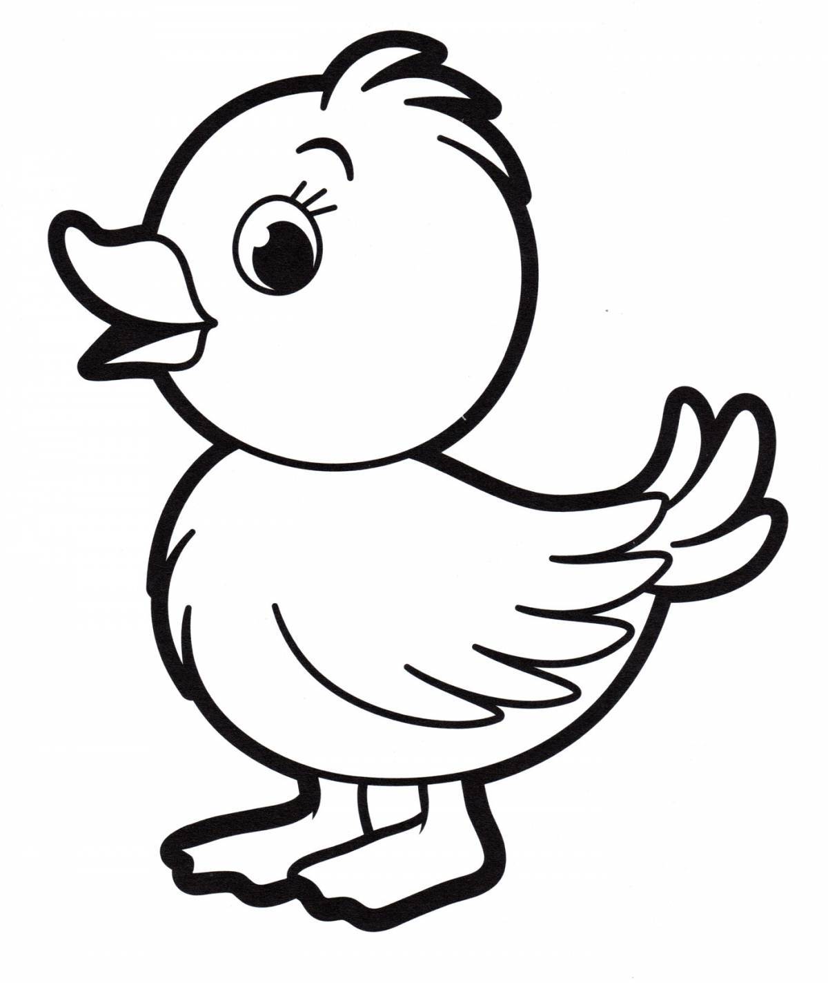 Chicken coloring page for children 2-3 years old