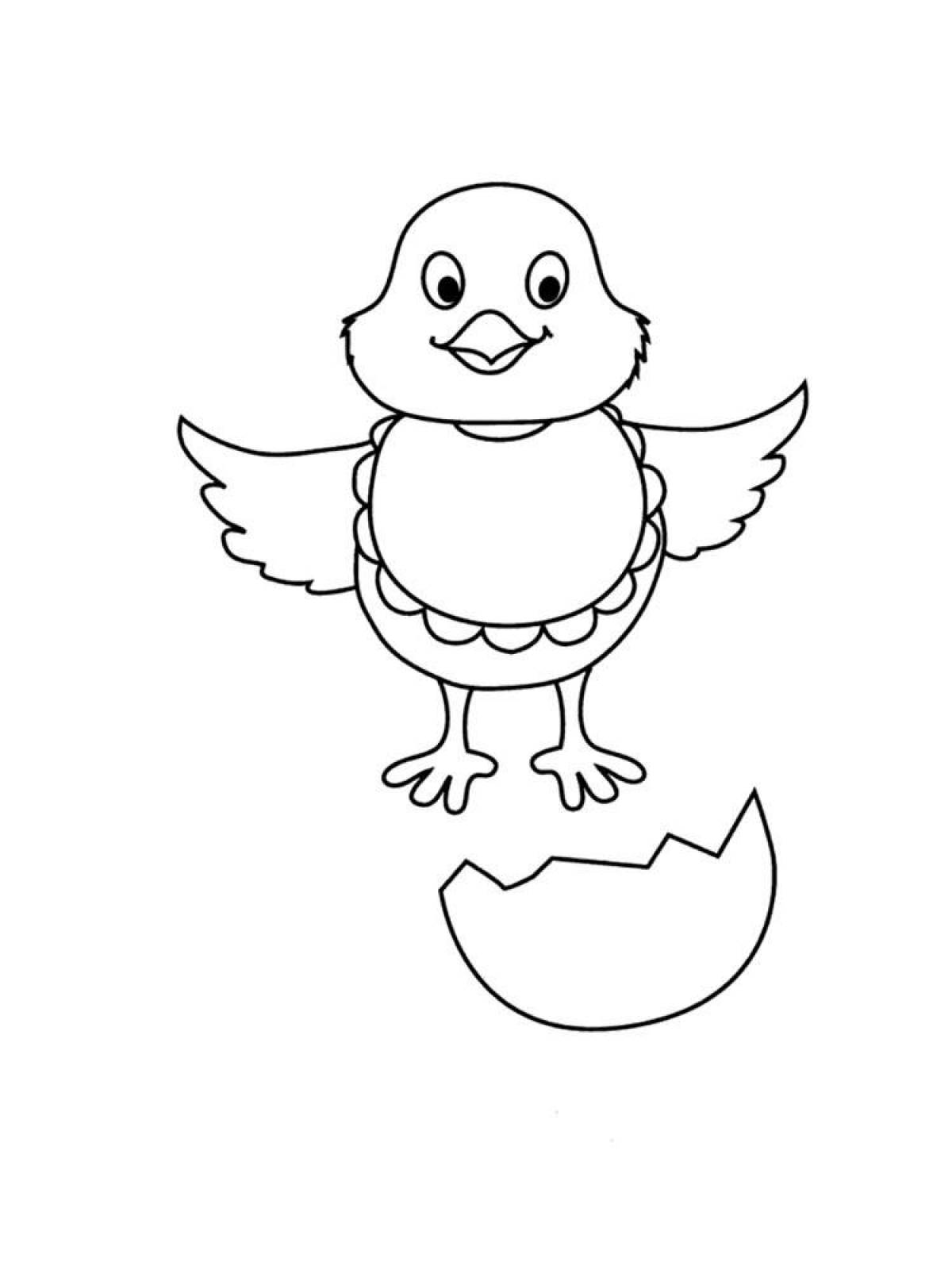 Chicken playful coloring page for 2-3 year olds