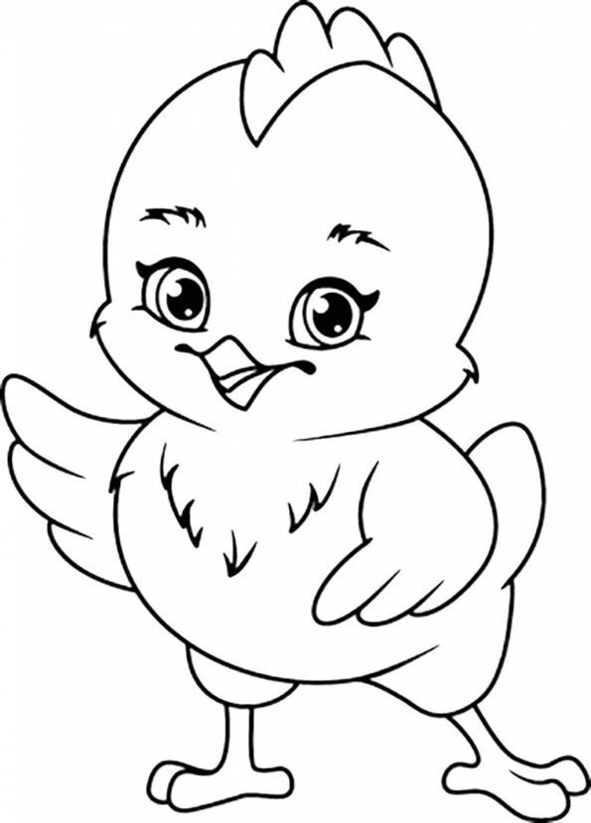Coloring page blessed chicken for children 2-3 years old