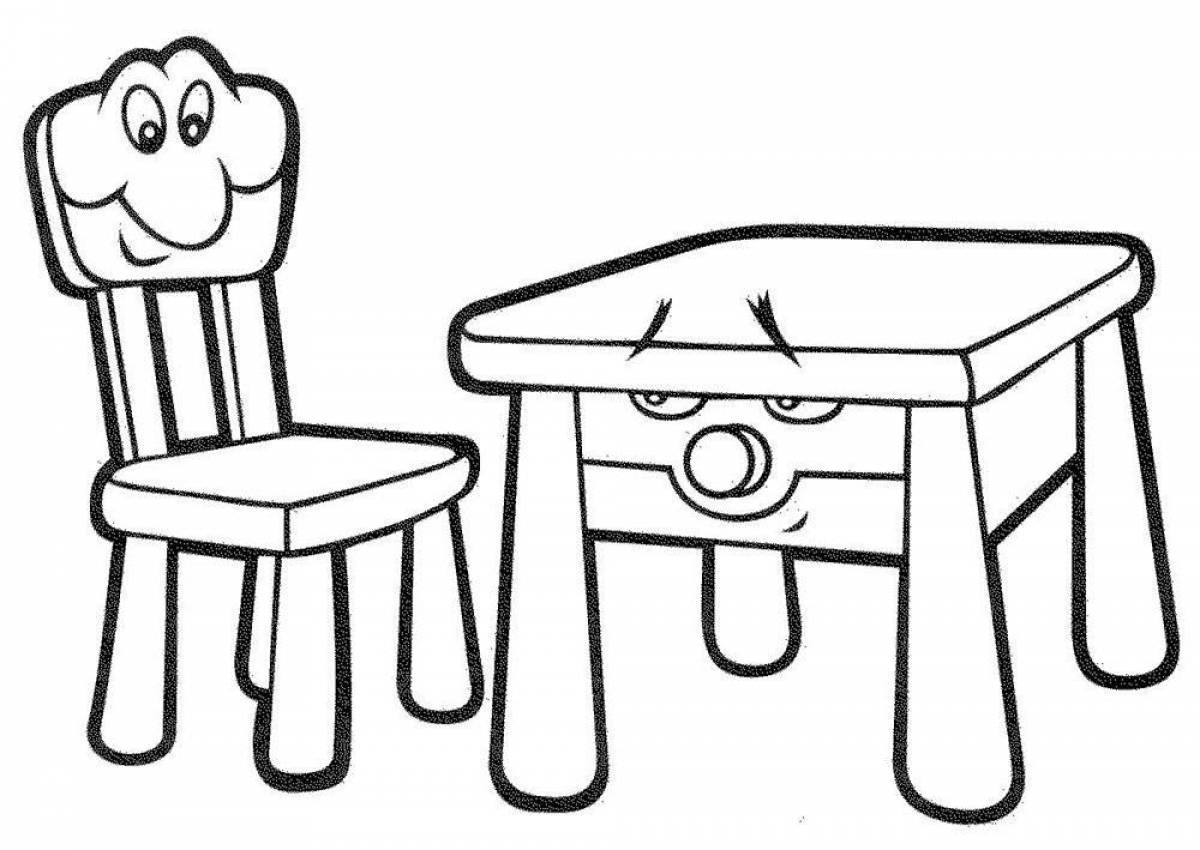 Furniture coloring book with colorful charms for 5-6 year olds