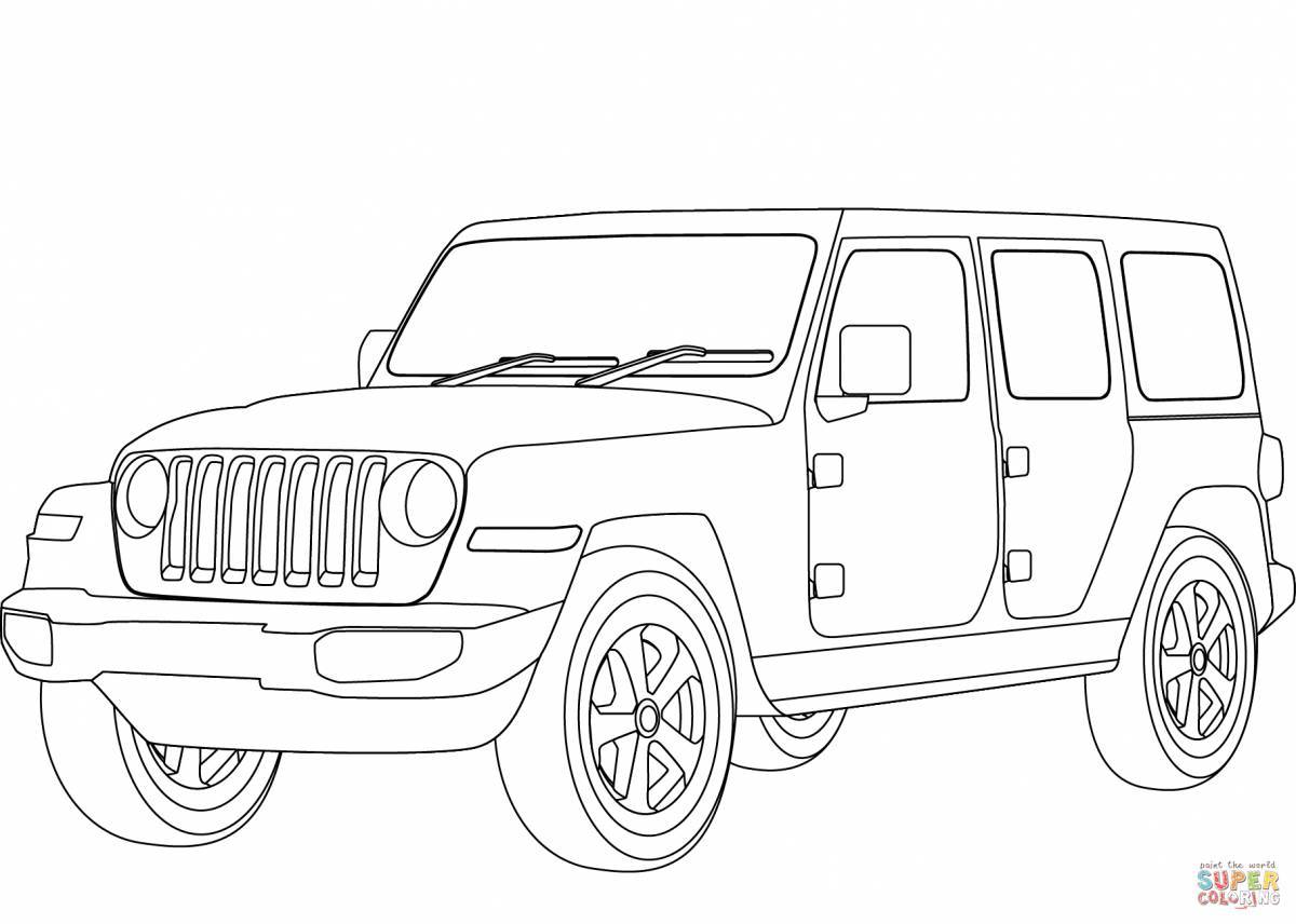 Bright coloring page of SUV