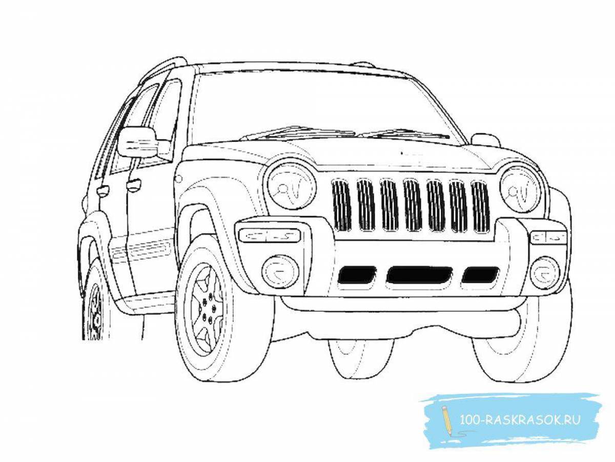 Coloring page with amazing SUV