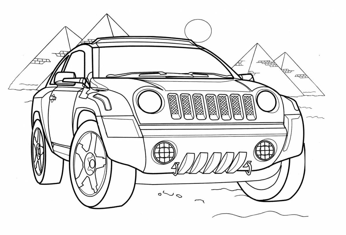 Playful SUV coloring page