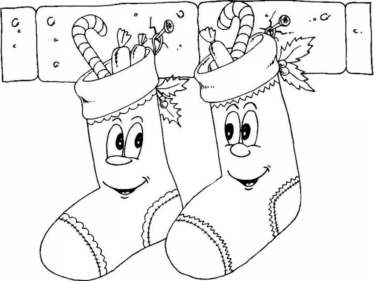 Merry Christmas sock coloring page