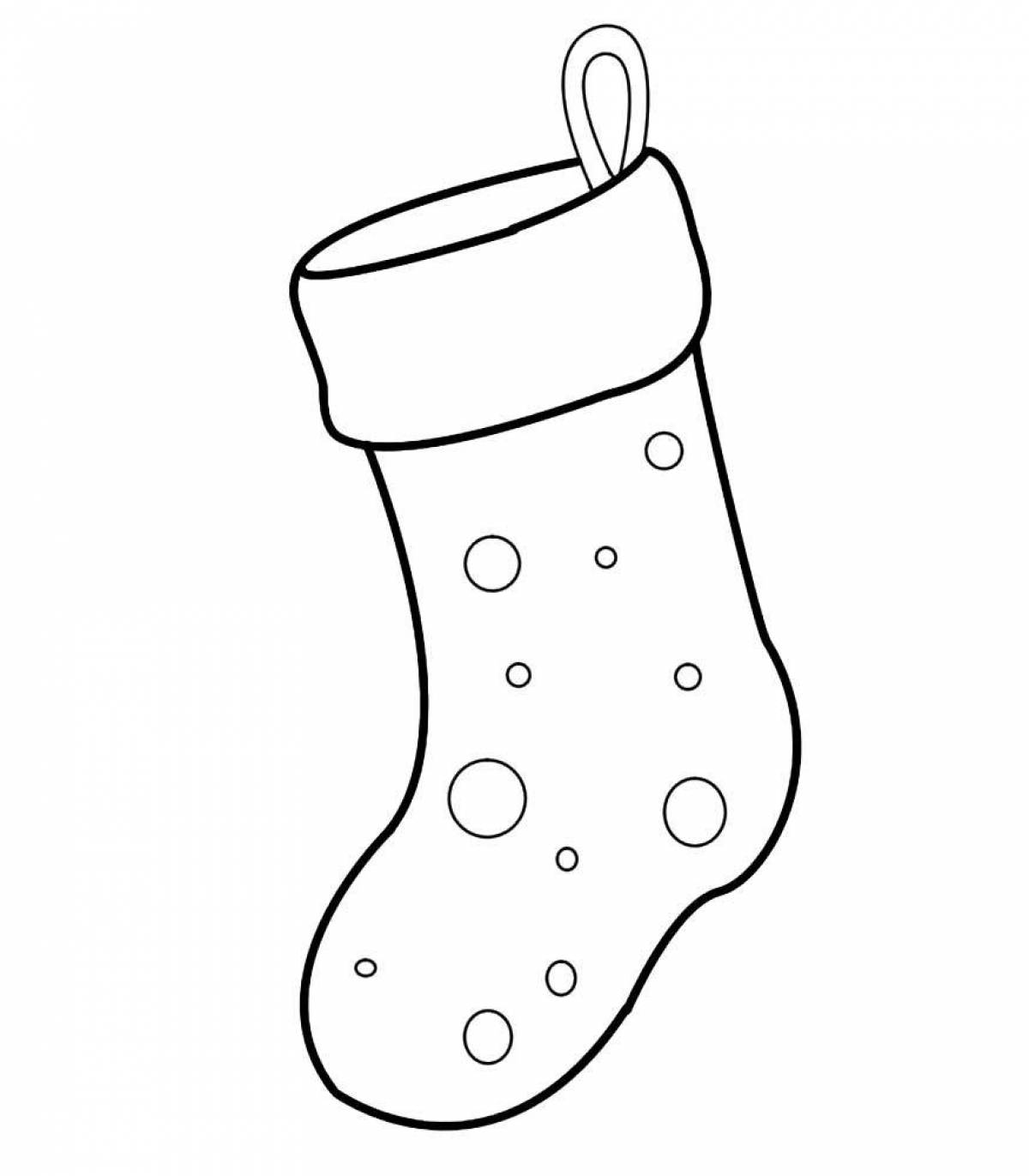 Страница раскраски носков с рождеством