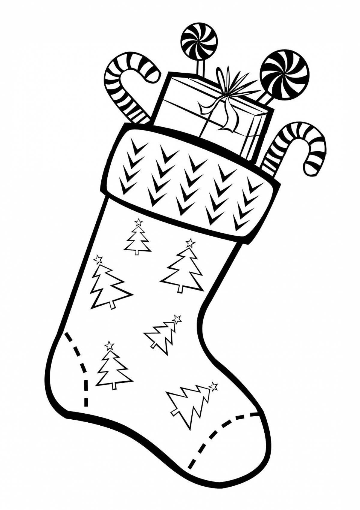 Раскраска изысканные рождественские носки